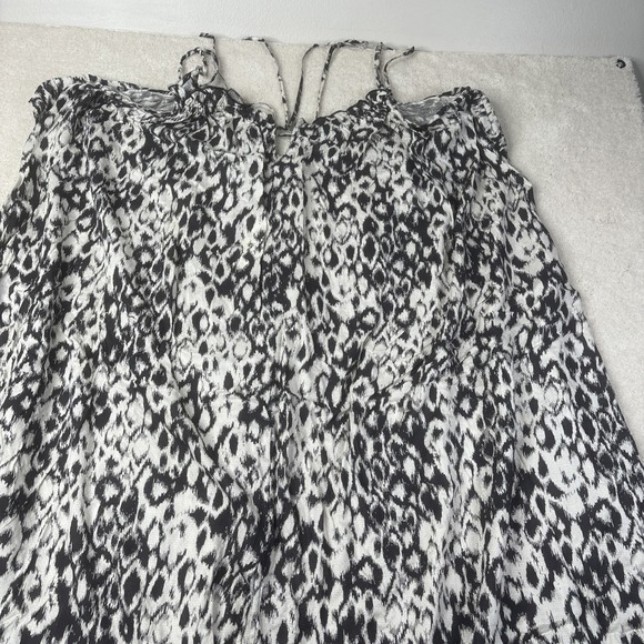 Anthropologie Strappy Midi Dress Women's XL Black White Animal Print Oversized - Picture 6 of 16